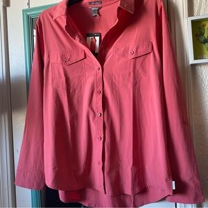 Eddie‎ Bauer Departure Long Sleeve Shirt NWT red UPF sun shirt L Large